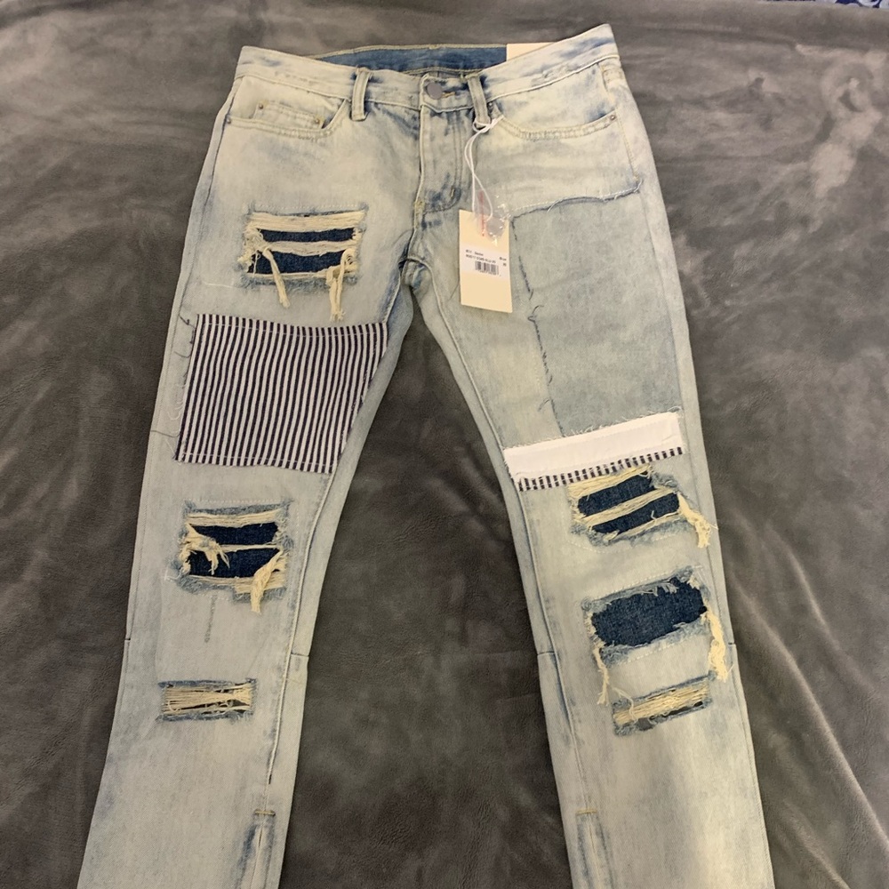 mnml M74 Skinny Denim Washed Light Blue